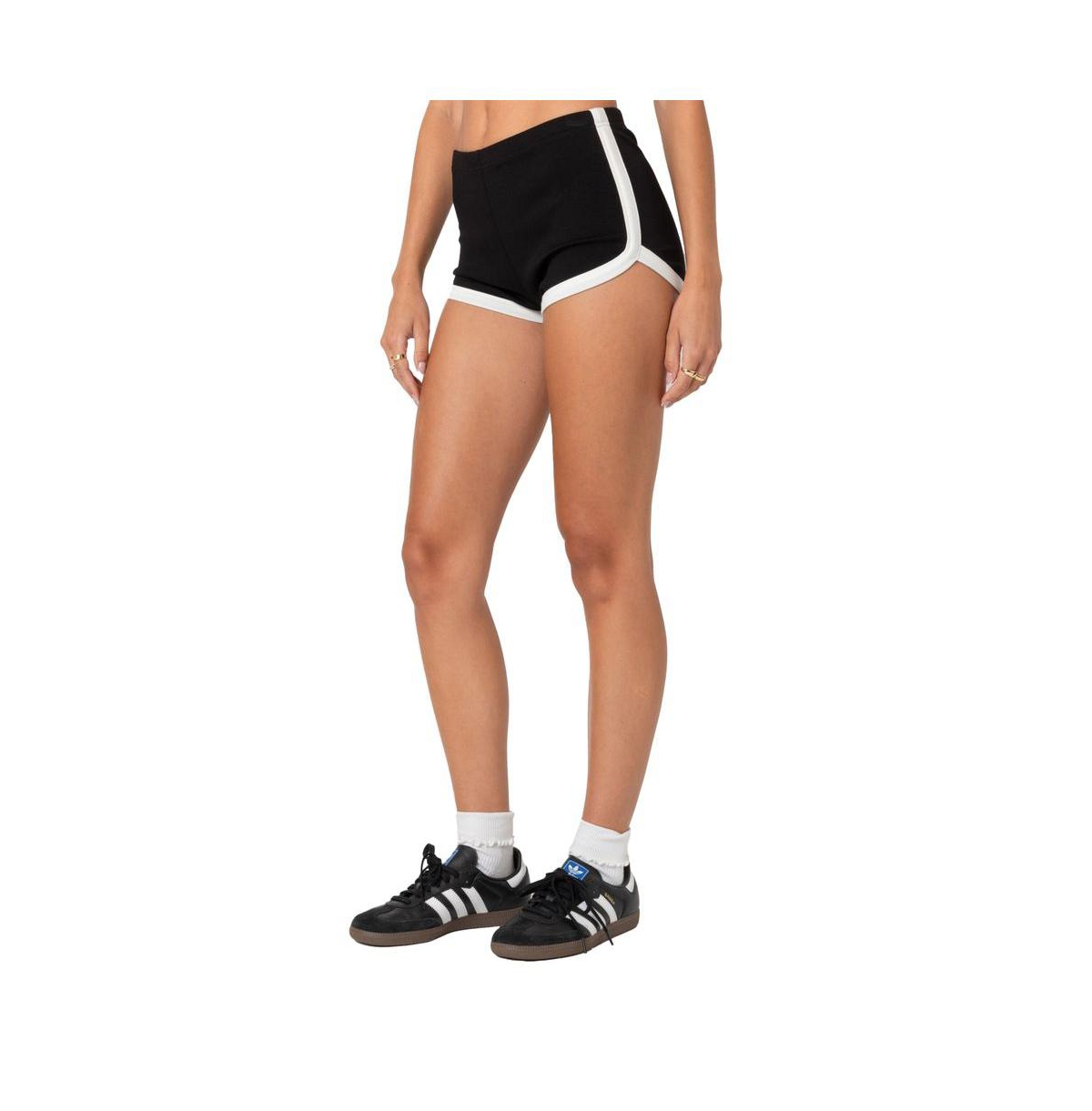 Edikted Women's Elana contrast micro shorts - Black-and-white