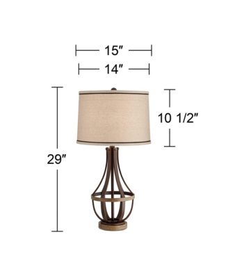 Louanne Industrial Table Lamp 29" Tall Oil Rubbed Bronze Metal Burlap Linen Drum Shade for BBedroom Living Room Bedside Nightstand