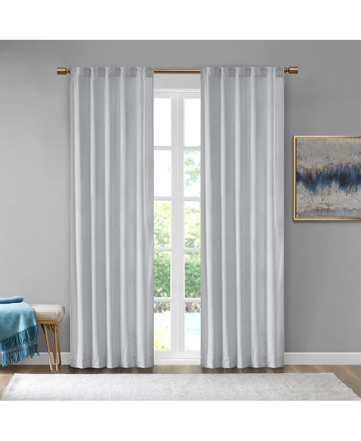 Colt Room Darkening Velvet Thermal Insulated Curtain Panel Pair, 37"W x 95"L - Navy