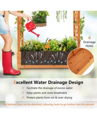 Raised Garden Bed with Trellis or Climbing Plant and Pot Hanging