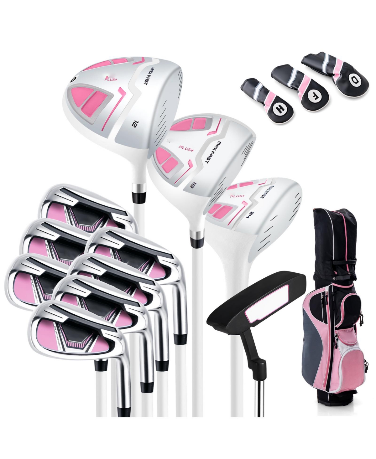 Women's Complete Golf Club Set Right Hand with Rain Hood - Pink