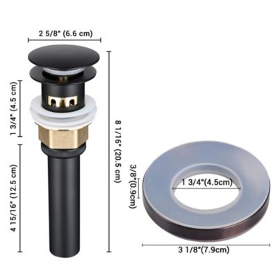 2 5/8&amp;#x22; x 8 1/16&amp;#x22;-  Pop Up Drain with Overflow Mounting Ring Kit for Countertop Sink