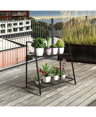 2-tier Patio Metal Plant Stand