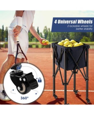 Lightweight Foldable Tennis Ball Teaching Cart with Wheels and Removable Bag