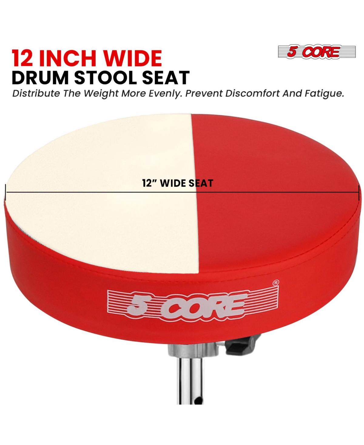 5 Core Drum Throne Padded Guitar Stool Height Adjustable Music Chair Ds Blkch- Red