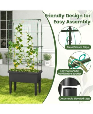 Self-watering Raised Garden Bed Elevated Planter with Climbing Trellis