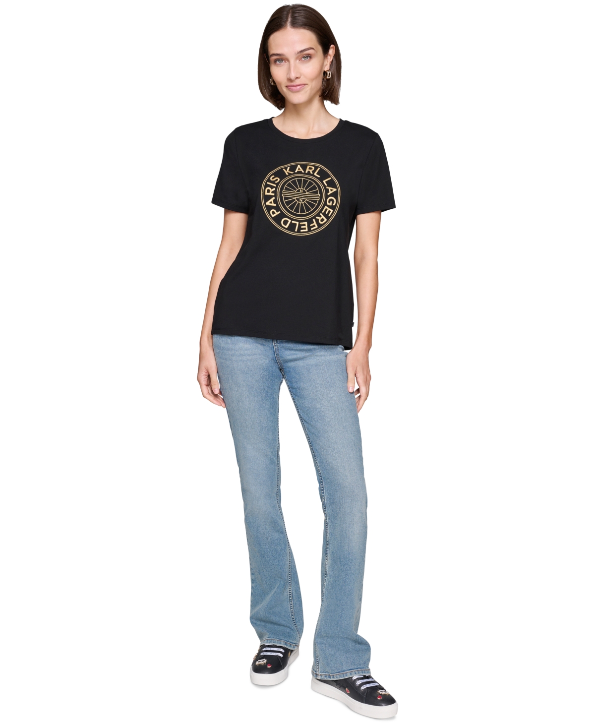 Karl Lagerfeld Paris Women's Graphic T-Shirt - Black  Gold