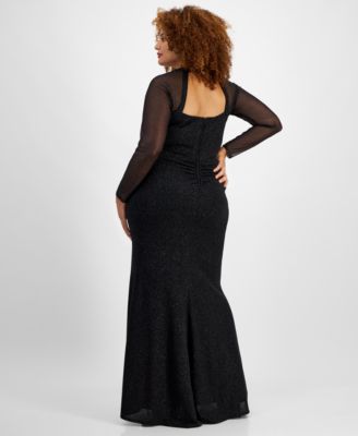 Trendy Plus Size Glittered Ruched Gown