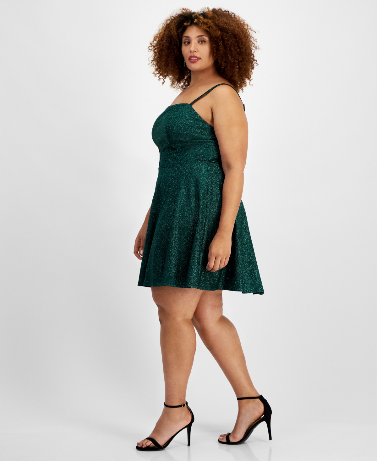 City Studios Trendy Plus Size Glittered Fit & Flare Dress