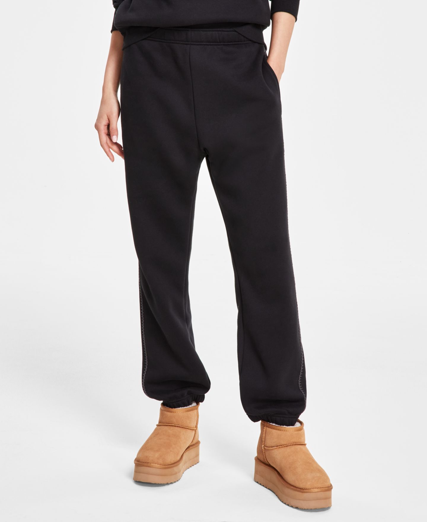 Женские брюки UGG® Classic Fleece Sweatpants, цвет: Чёрный — фото 7