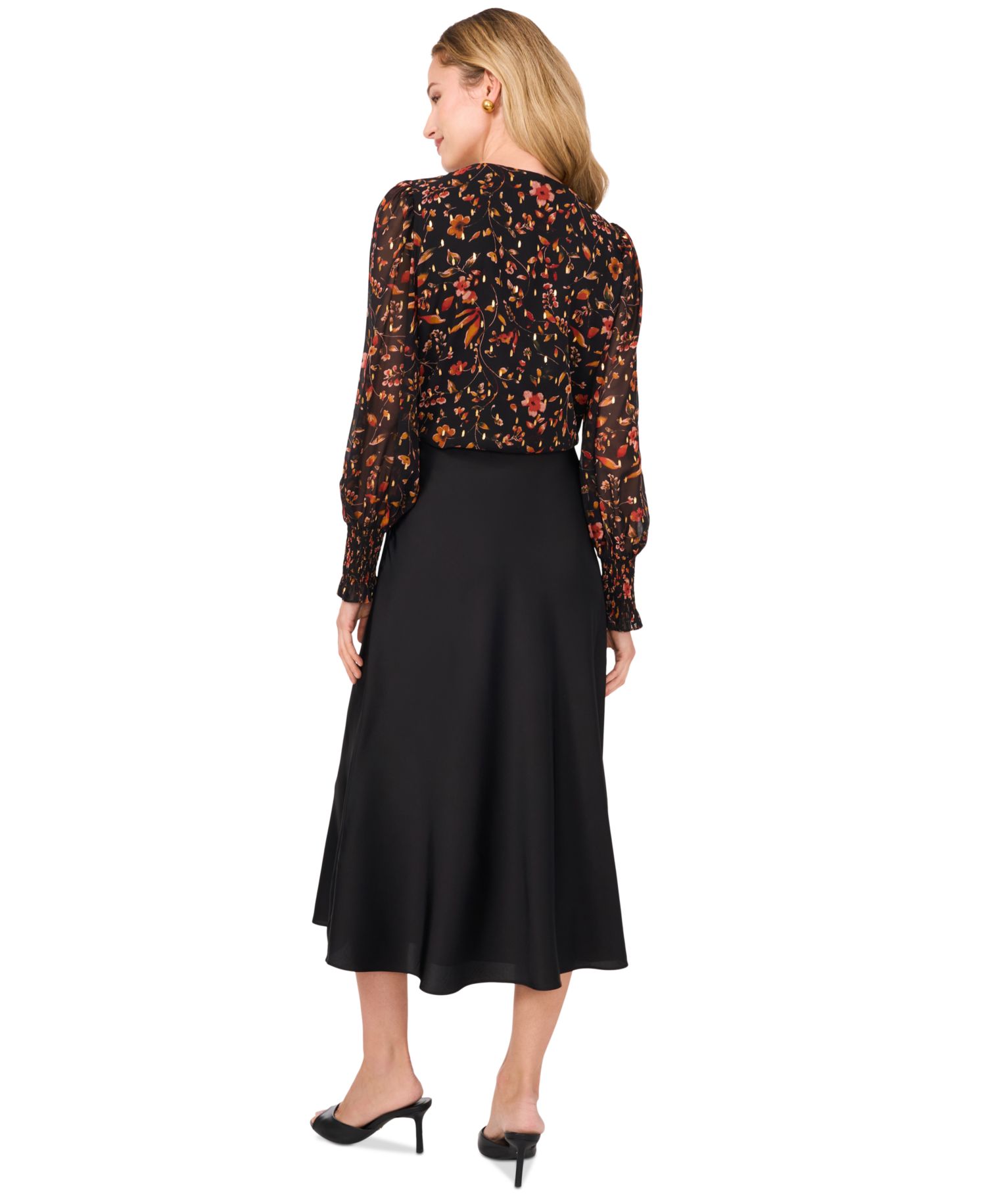 Women's A-line Side-Zip Satin Midi Skirt