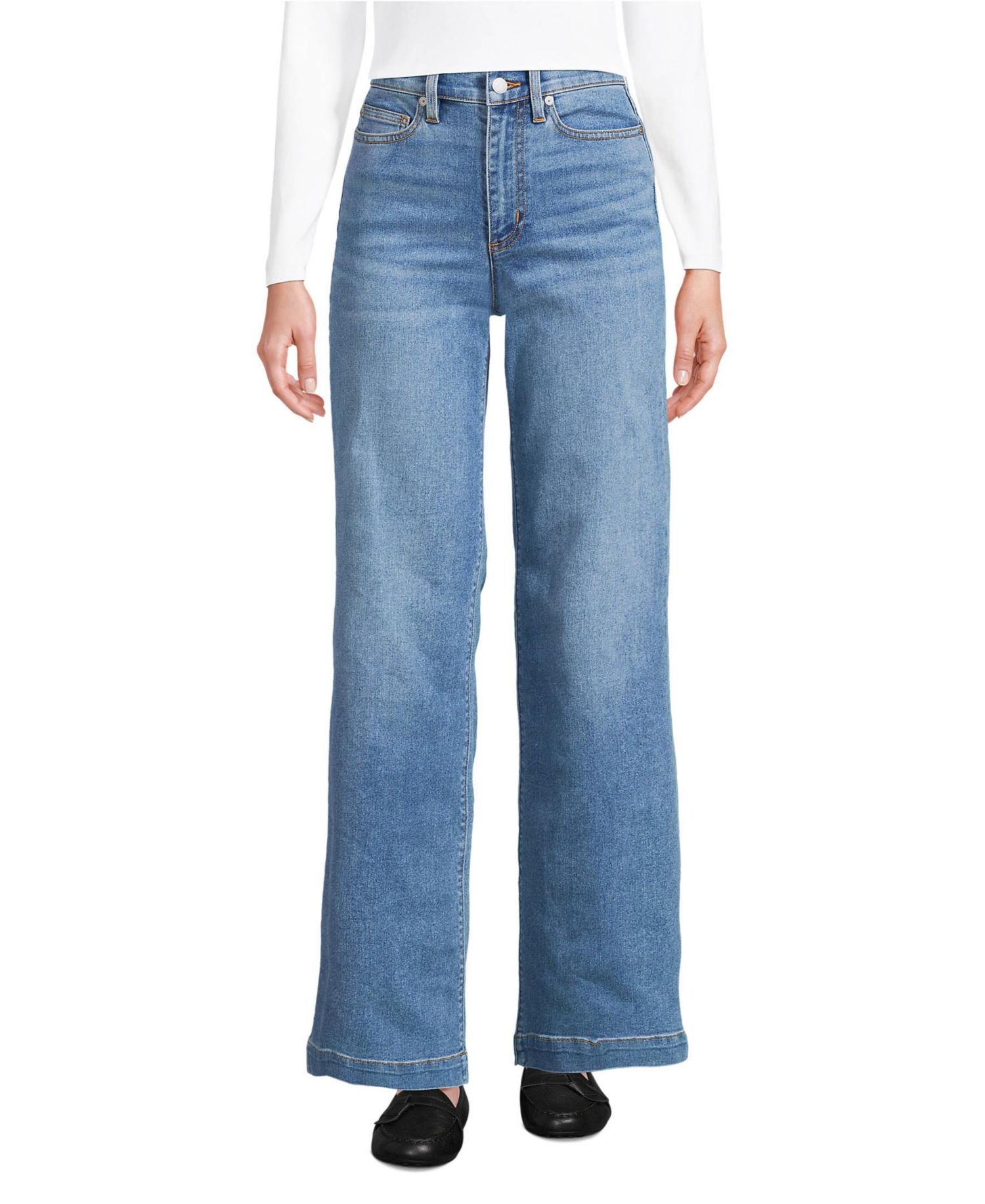 Petite Recover High Rise Wide Leg Blue Jeans