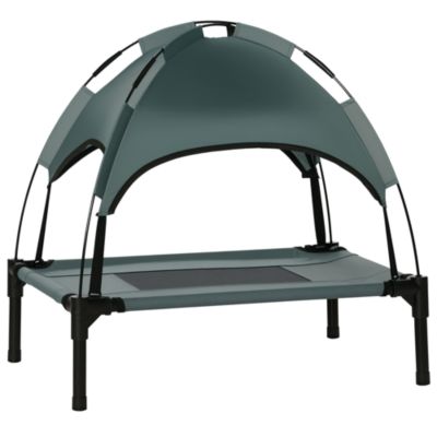 PawHut Elevated Portable Dog Cot with Uv Protection Canopy Shade - Grey $56
