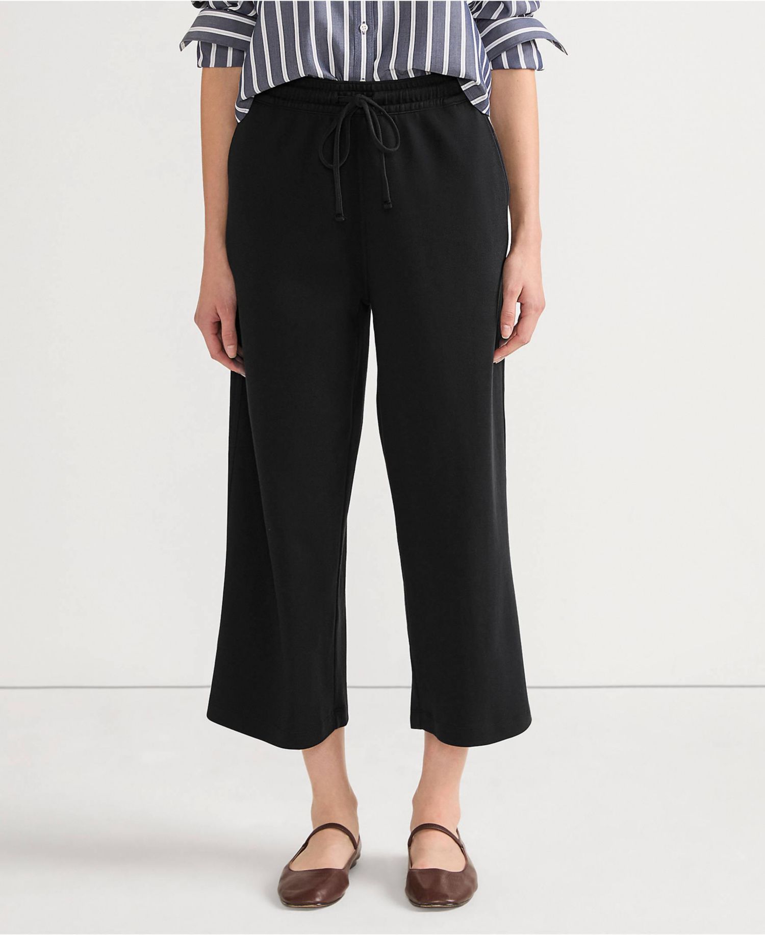 Women's Sport Knit Elastic Waist Wide Leg Crop Pants
