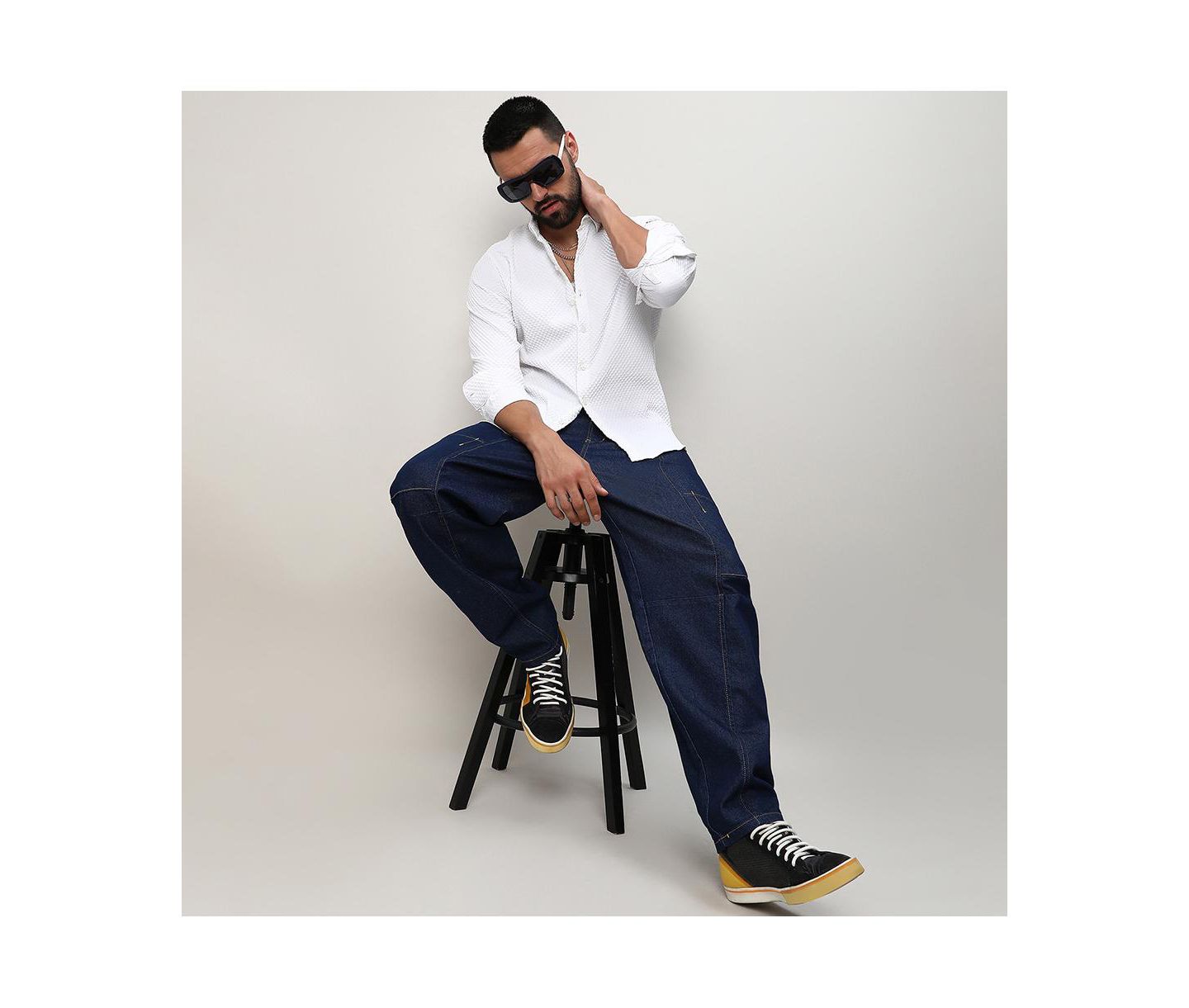Мужская рубашка Cahoot Chalk White Embossed Micro Check, цвет: Белый — фото 4