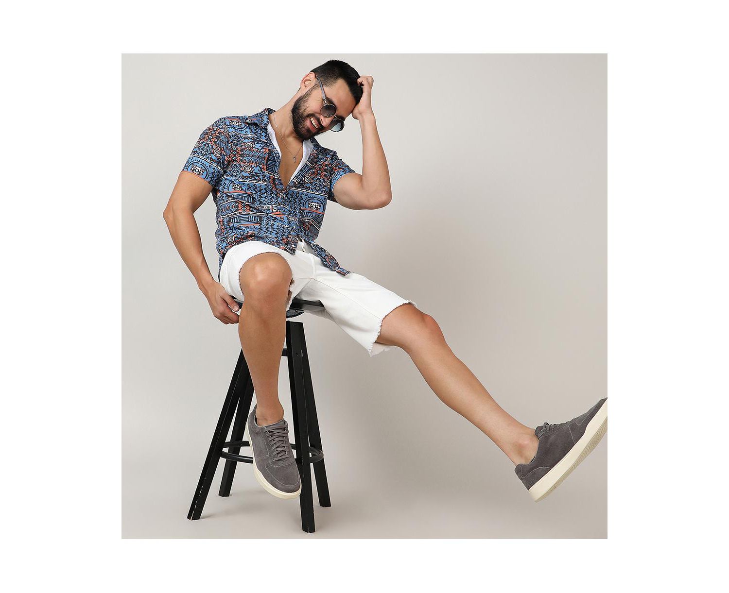 Men's Icy Blue Artistic Bohemian Shirt
