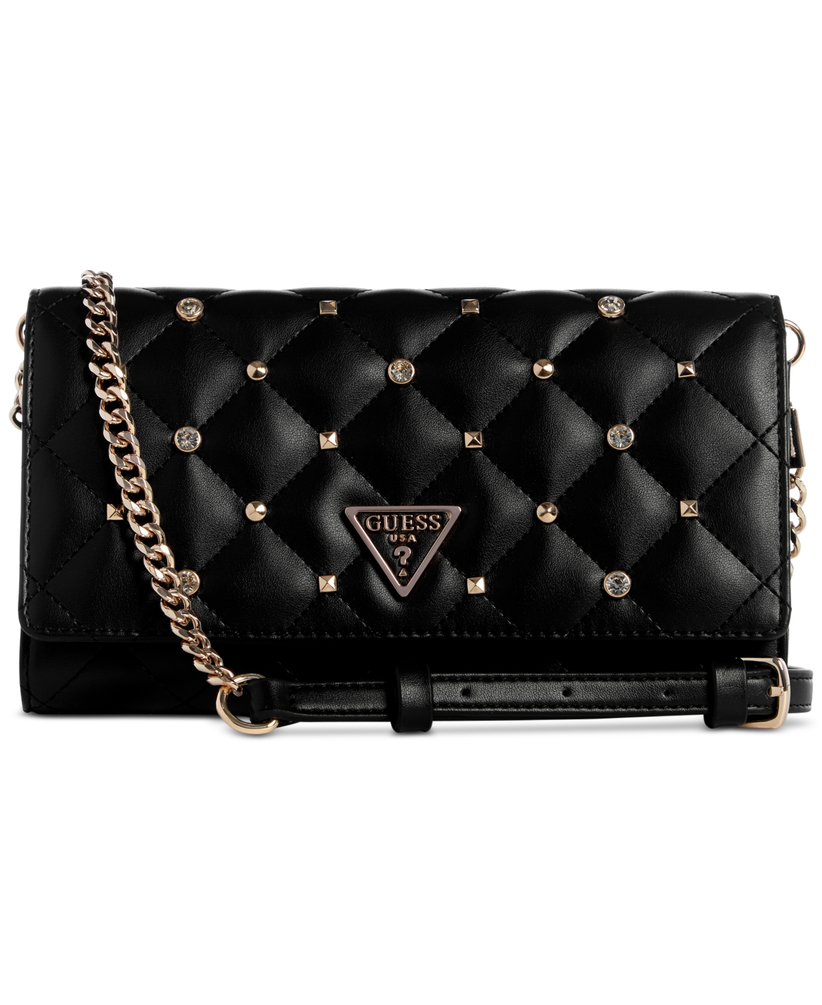 Guess Glimmer Flap Convertible Clutch, Created For Macy's Black