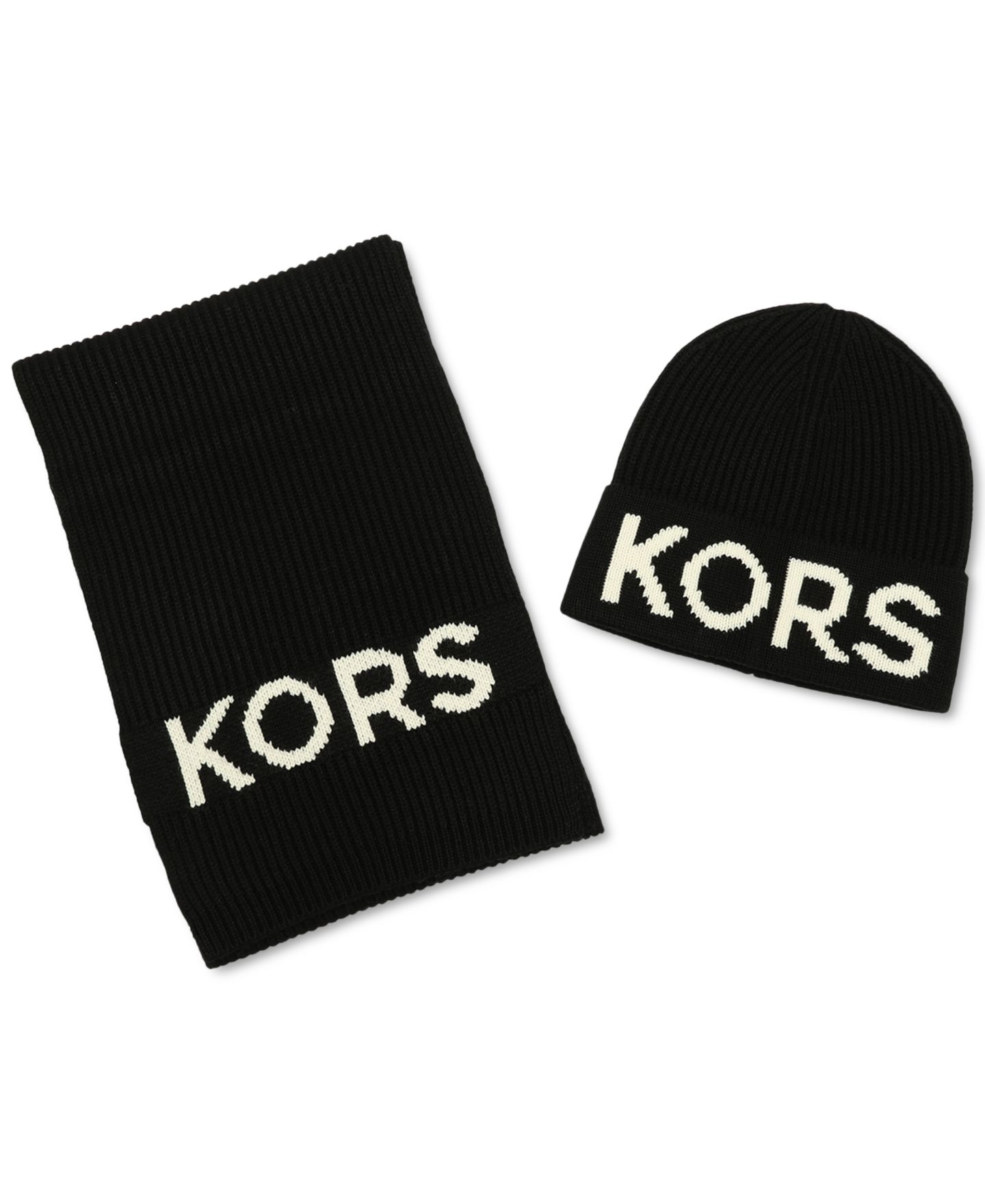 Женские комплекты Michael Kors Fisherman's Rib Beanie and Scarf Boxed Gift Set, цвет: Чёрный — фото 10