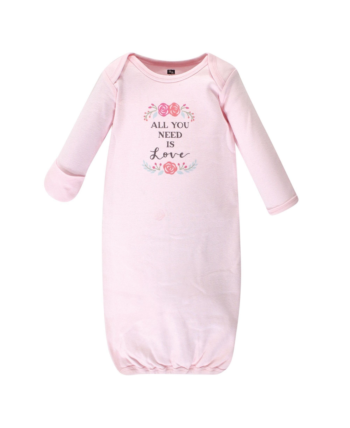 Hudson Baby Baby Girls Cotton Long-Sleeve Gowns 4pk,Happy Camper, 0-6 Months - Pink