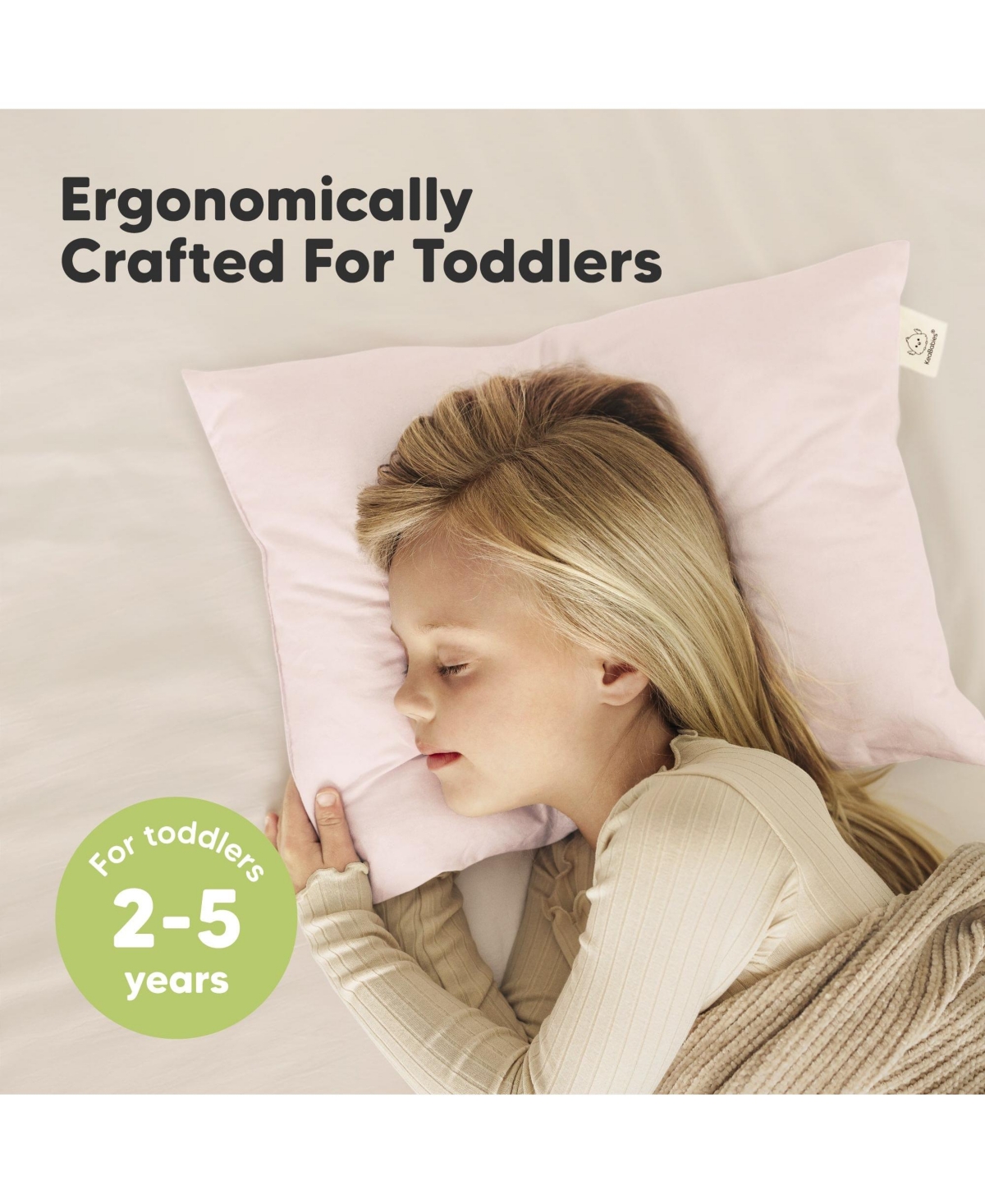 2pk Jumbo Toddler Pillow - Soft Organic Cotton Kids Pillows for Sleeping 14X20 Travel Age 2-5