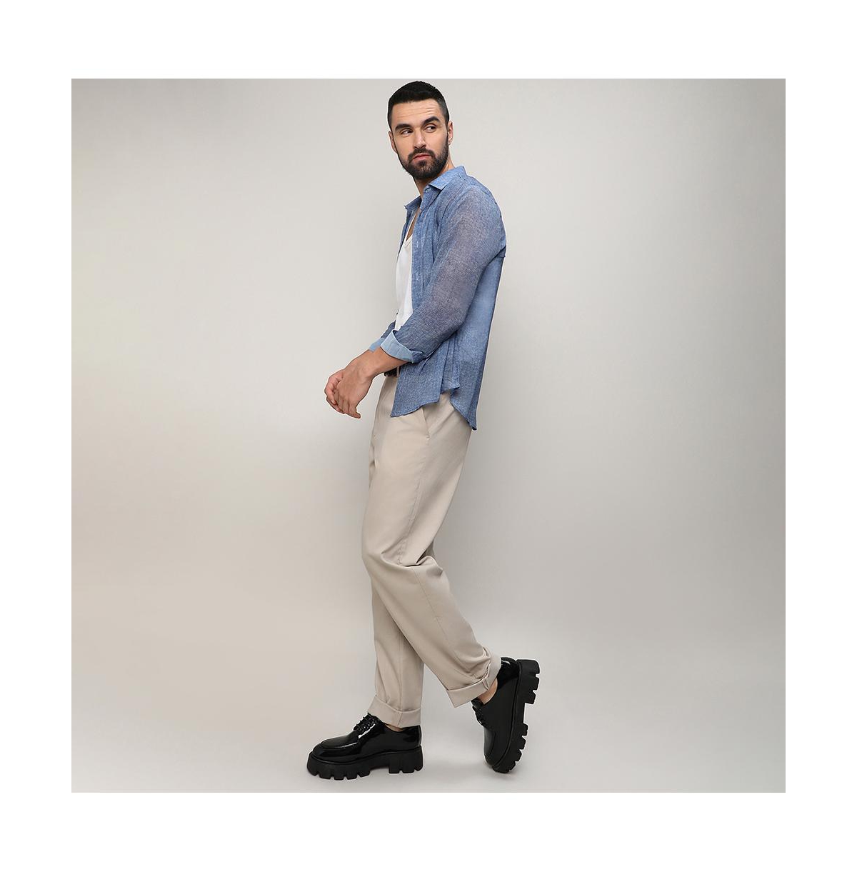 Campus Sutra Men's PrussianGauzy Heathered Shirt - Blue
