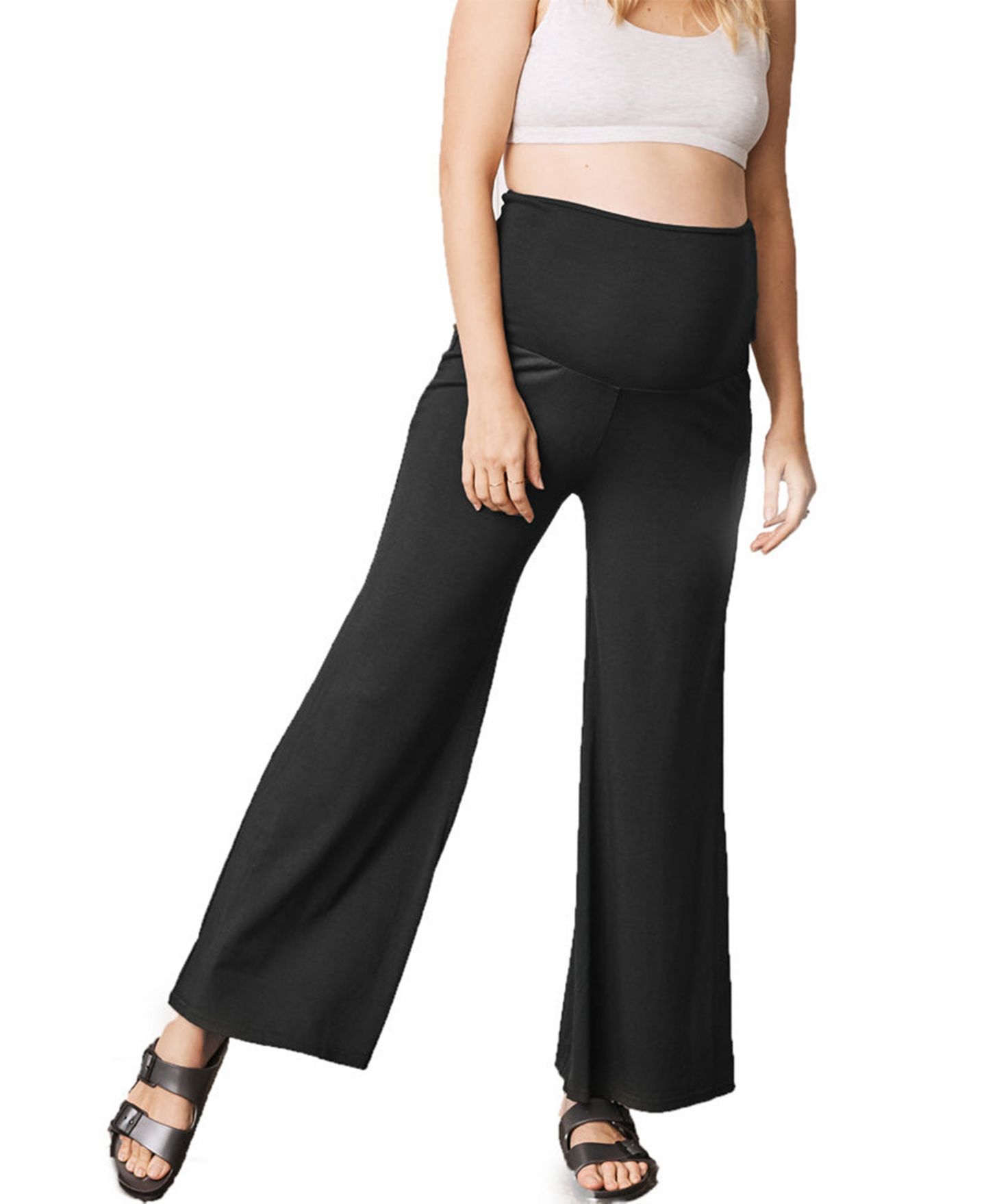 Женские брюки ANGEL MATERNITY Maternity Angel Wide Leg Lounge Pants, цвет: Чёрный — фото 5