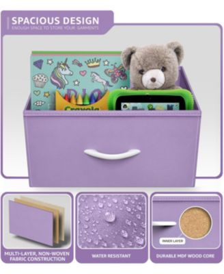 5-Pc Steel Frame Dresser with Wood Top & Fabric Bins – Narrow Storage Nightstand for Home & Office