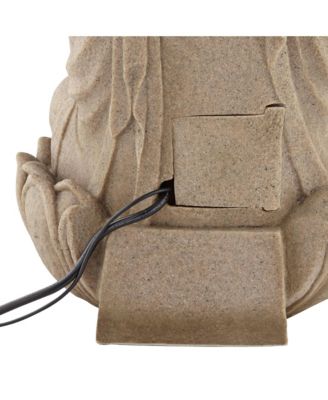 Calm Buddha 22" High Large Zen Asian Indoor Outdoor Decor Sand Stone Floor Fountain with Light LED Outside