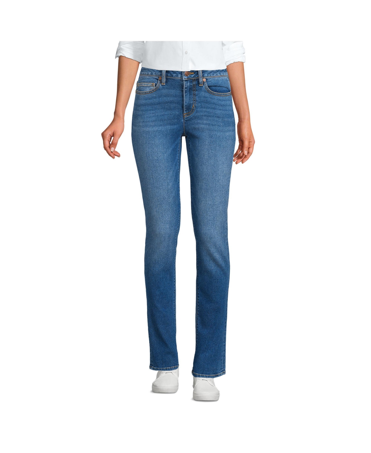 Petite Recover Mid Rise Straight Leg Blue Jeans - Beau blue