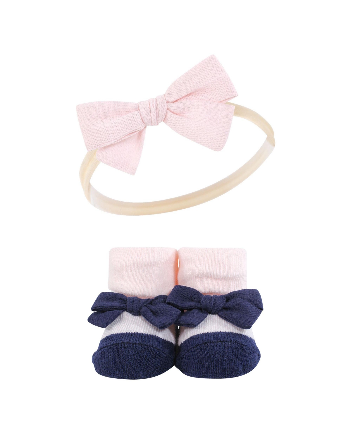 Hudson Baby Baby Girls Headband and Socks Giftset, One - Coral stripe