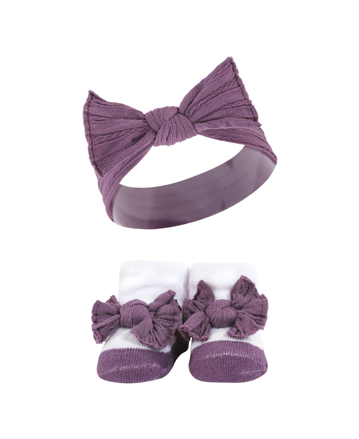 Hudson Baby Baby Girls Headband and Socks Giftset, One - Purple green yellow