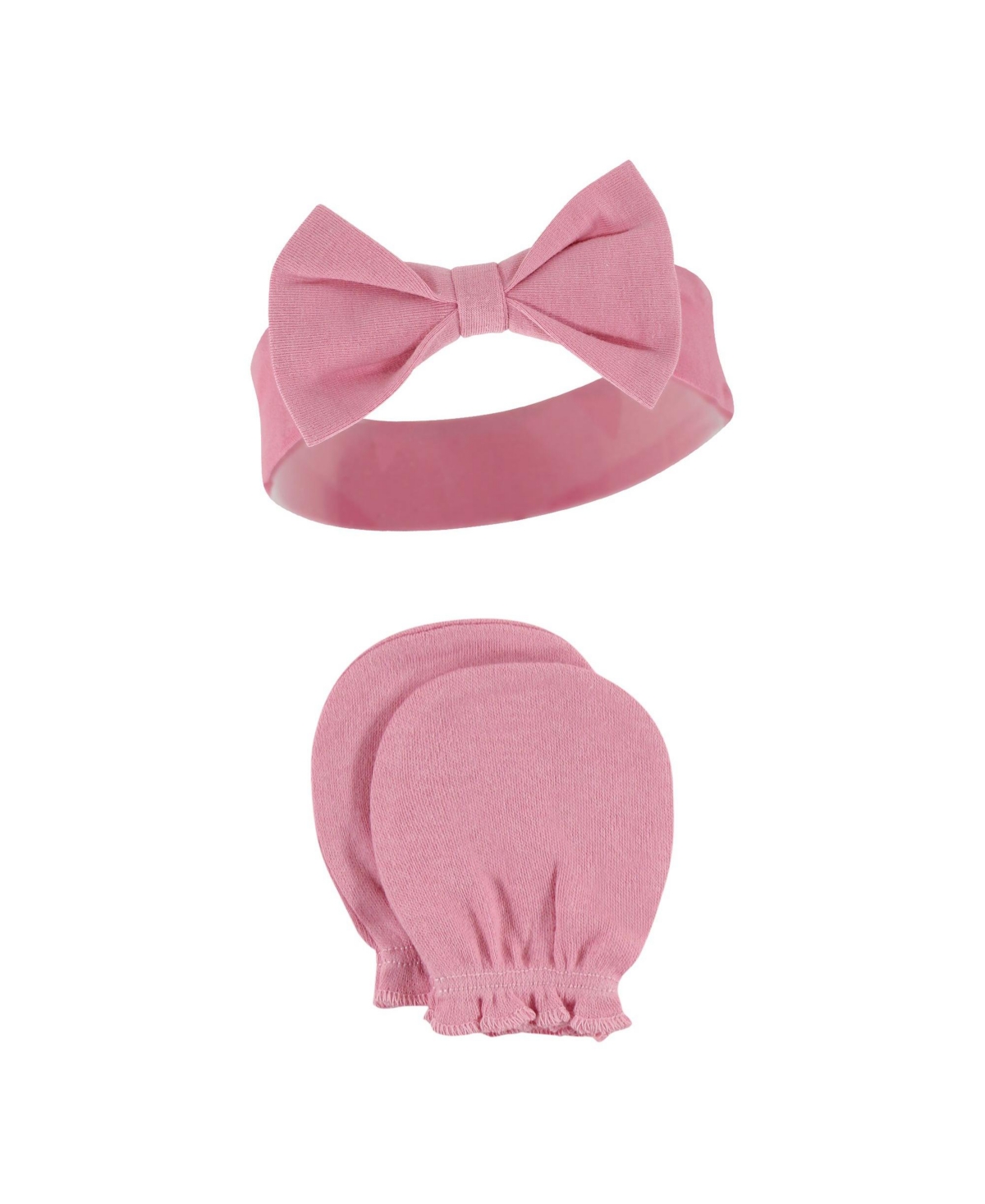 Hudson Baby Baby Girls Cotton Headband and Scratch Mitten Set, Months - Modern rainbow