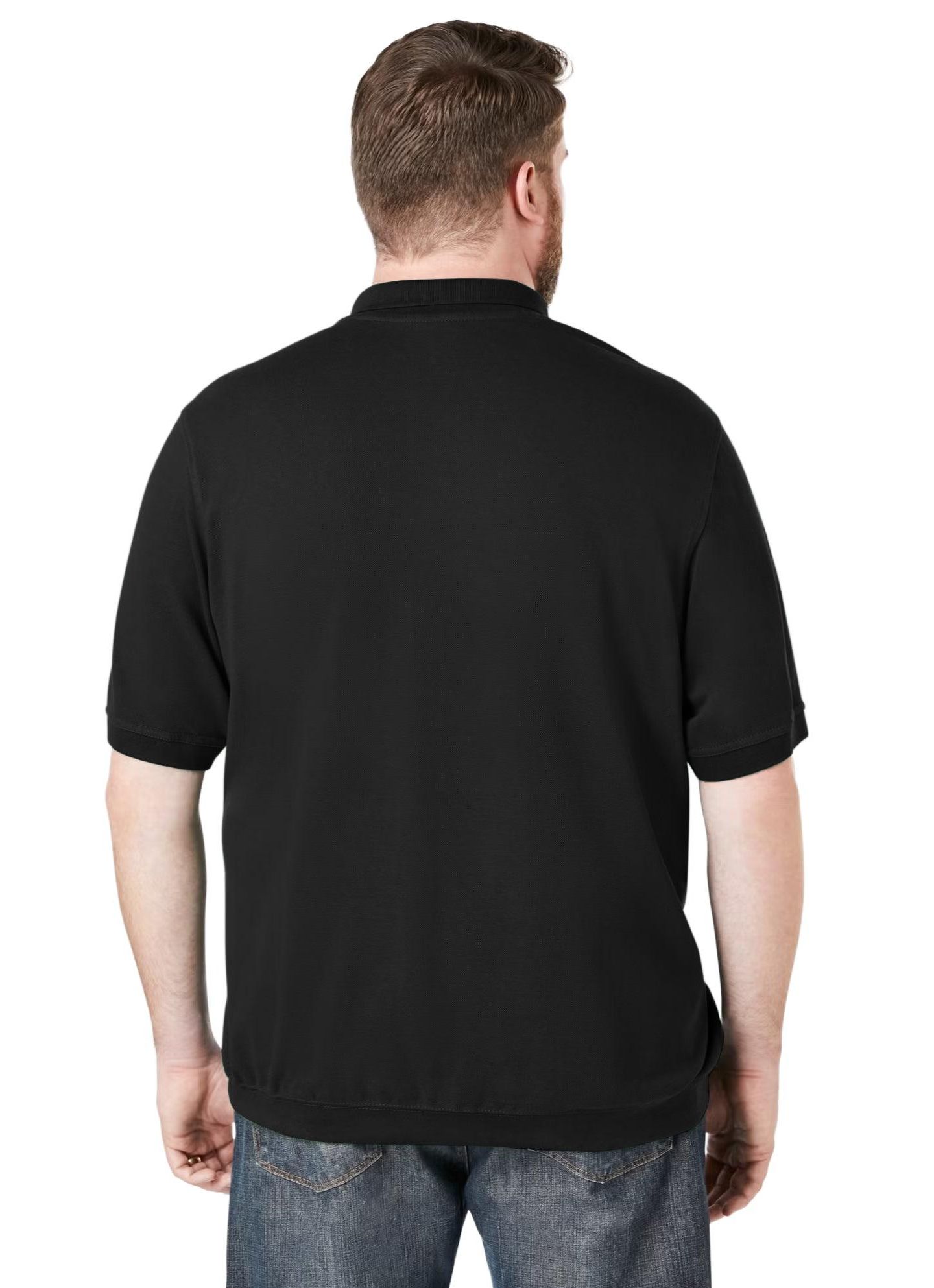 Мужское поло KingSize No Tuck Pocket Shrink-Less Cotton Polo, цвет: Чёрный — фото 3