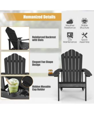 Weather Resistant HIPS Outdoor Adirondack Chair with Cup Holder