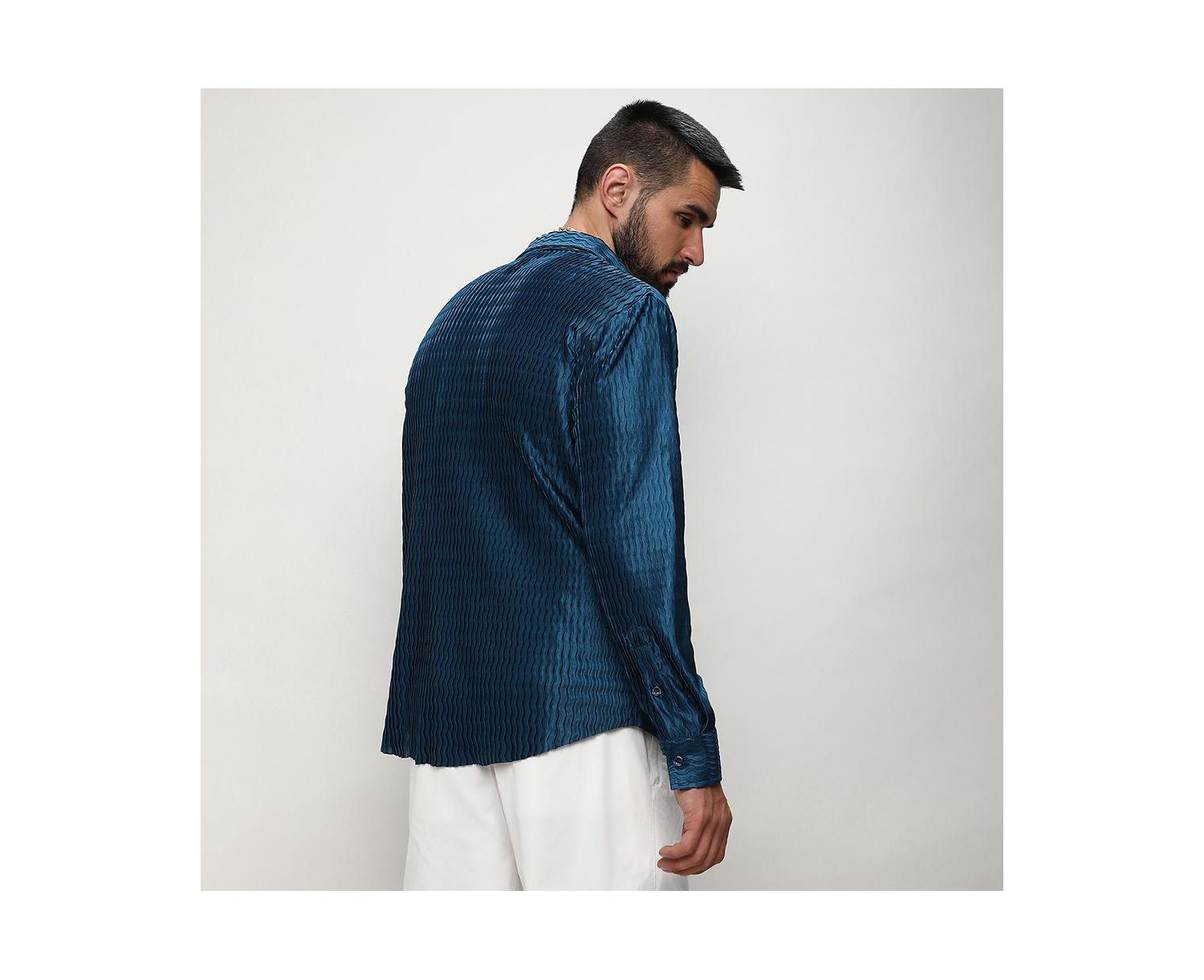 Men's Aegean Blue Curly-Creased Shirt
