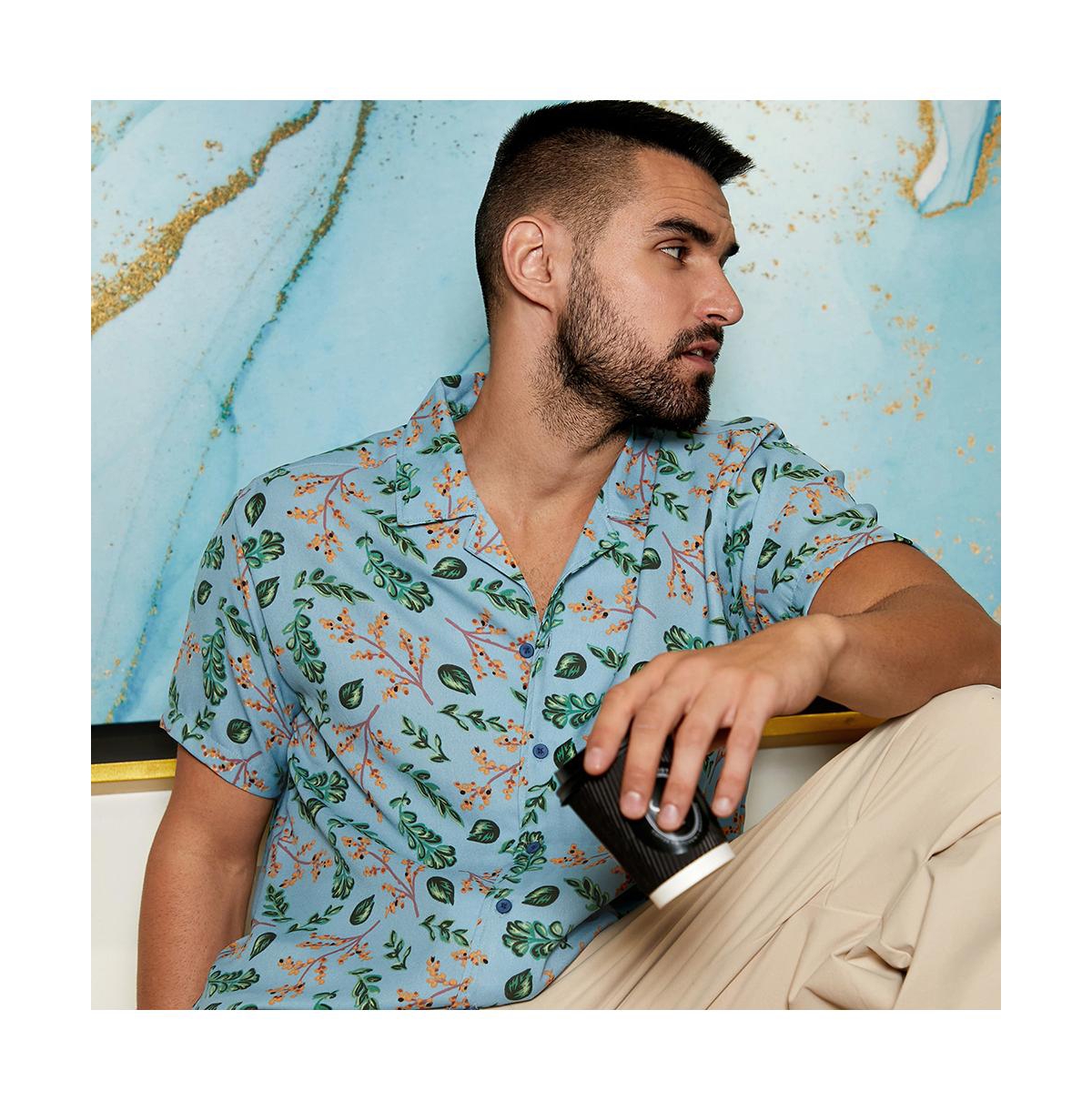 Campus Sutra Men's SkyFoliage Shirt - Blue