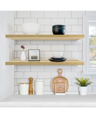 2-Pack Long Floating Wall Shelves, 35" x 9", for Bedroom, Kitchen, Living Room, Trophies, Frames, Books