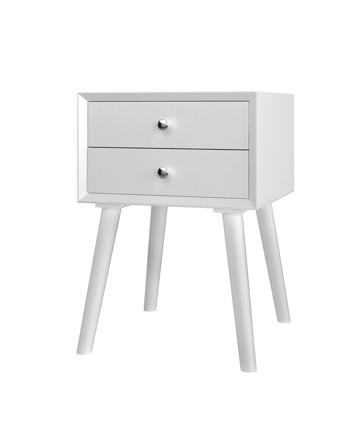 Sugift Mid-Century Wooden Multipurpose End Table with 2 Storage Drawers