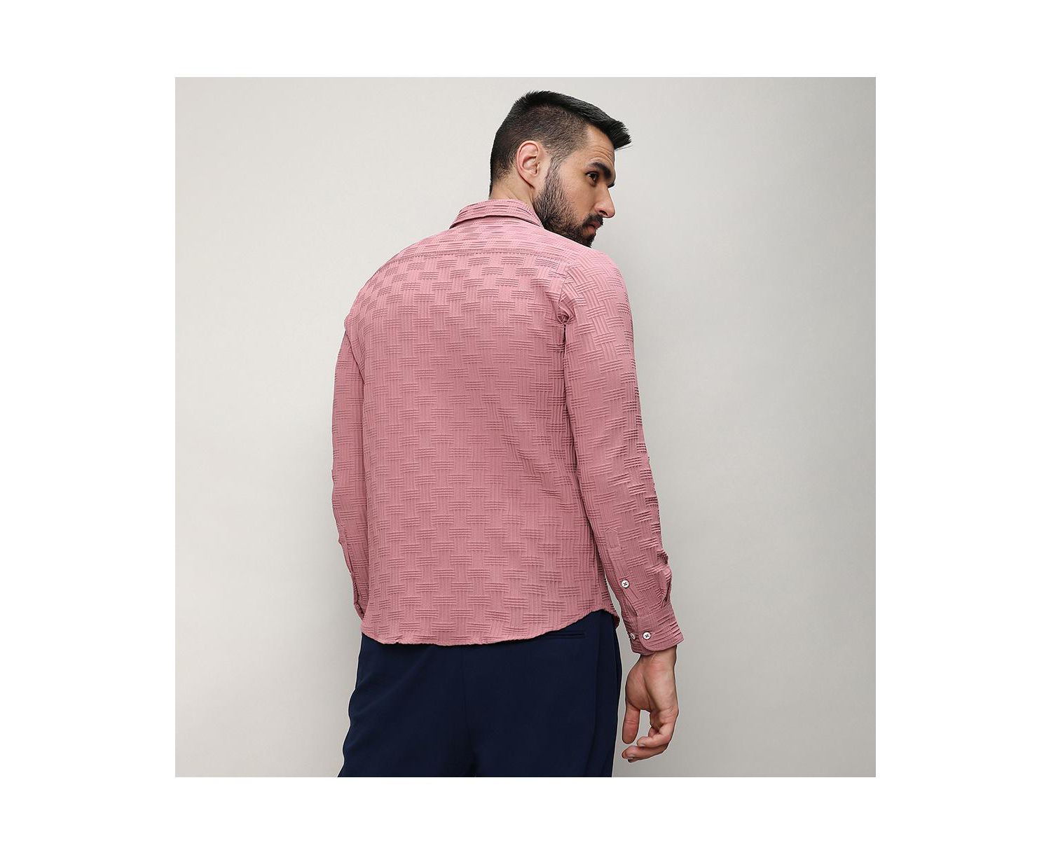 Men's Nude Pink Self-Design Intertwine Shirt
