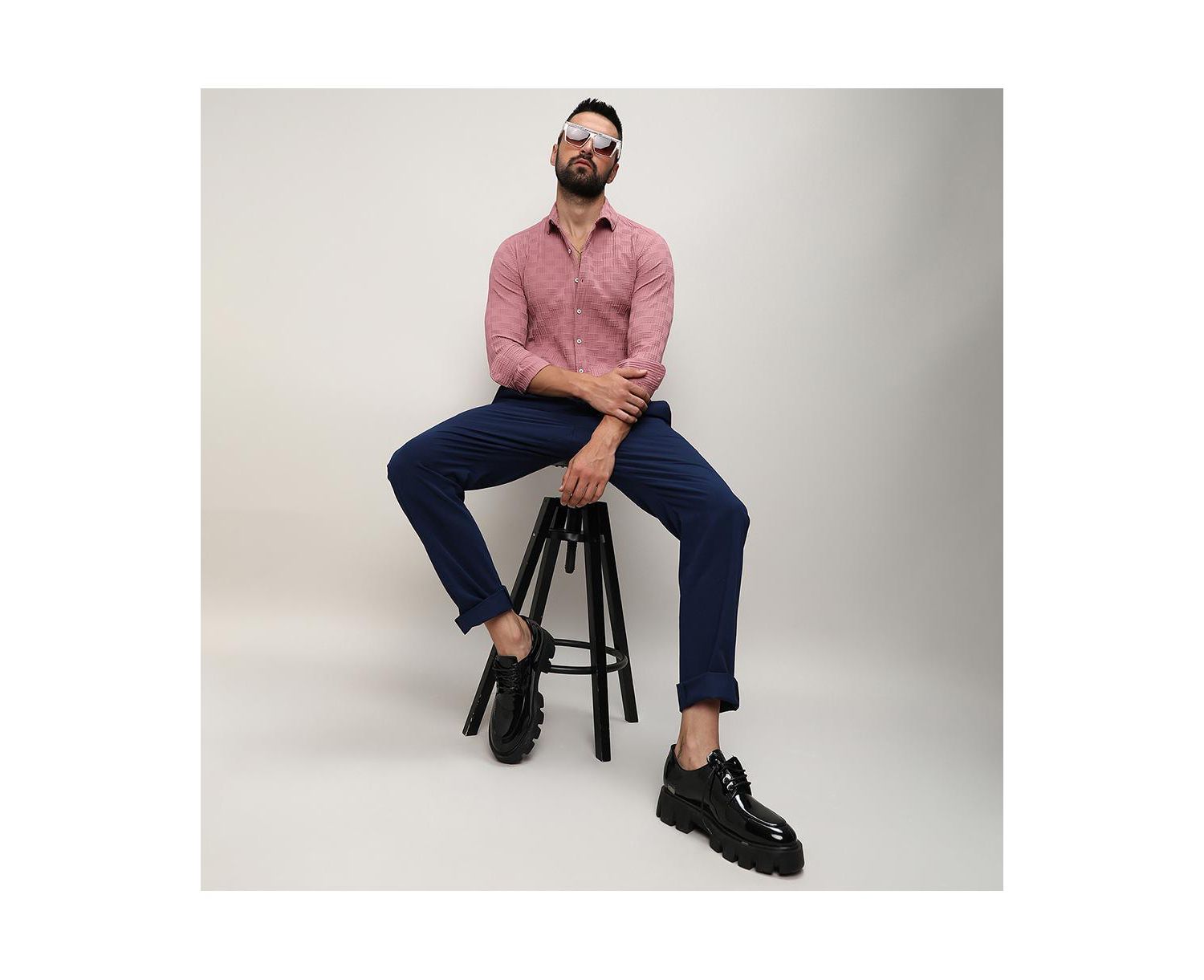 Men's Nude Pink Self-Design Intertwine Shirt