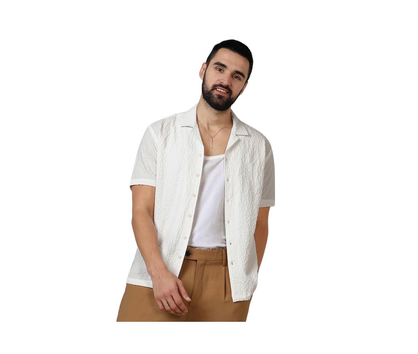 Мужская рубашка Cahoot Chalk White Micro Creased, цвет: Белый — фото 1