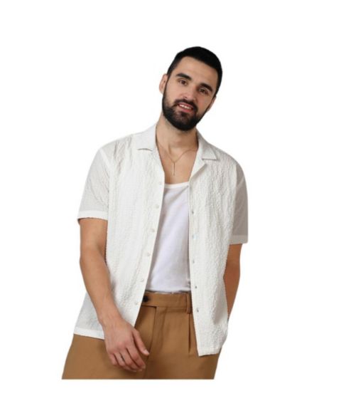 Мужская рубашка Cahoot Chalk White Micro Creased, цвет: Белый