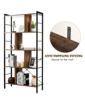 4-Tier Industrial Freestanding Bookshelf with Metal Frame