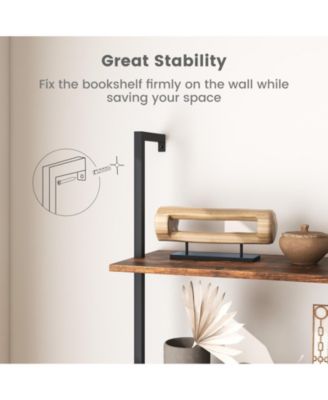 4-Tier Industrial Ladder Bookshelf with Metal Frame