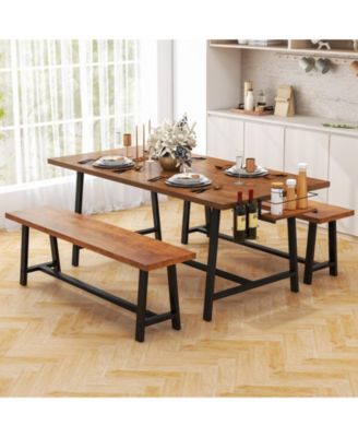 Dining Table Set for 5-7 with 2-Bottle Wine Rack and Condiment Holder