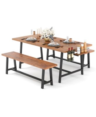 Dining Table Set for 5-7 with 2-Bottle Wine Rack and Condiment Holder