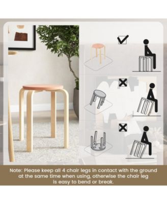 Set of 4 Bentwood Stackable Stools Dining Stools with Round Tops