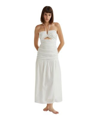 shirred halter dress CRESCENT Women's Heather Midi partydress2025crush
