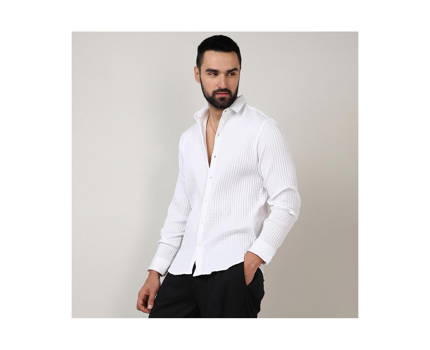 Men's Chalk White Twisted Crease Shirt