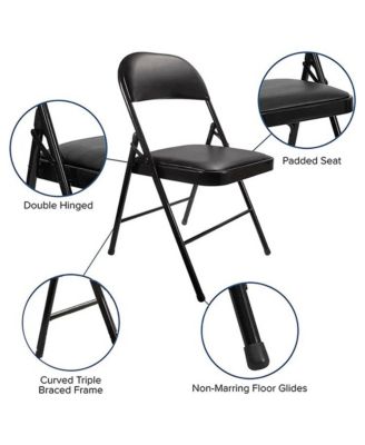 Outdoor/Indoor Black Vinyl Padded Folding Dining Chair (Set of 4)